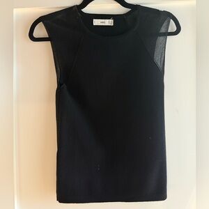 Mango black tank with sheer shoulders. Size XS
